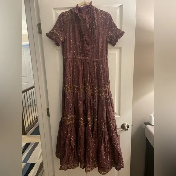 Free People Rare Feelings Maxi Dress | Purple Combo | Size XS | Boho Cottagecore - Picture 7 of 13
